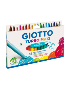 Carioca lavabila, varf 5mm, 18 culori/blister, GIOTTO Turbo Maxi