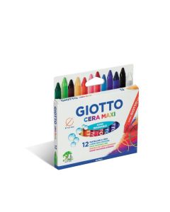 Creioane cerate din plastic, 12 culori/cutie, GIOTTO Cera Maxi