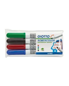 Markere pentru table de scris, varf rotund, 4 culori/blister, GIOTTO Robercolor