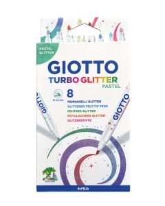 Carioca cu sclipici, 8 culori/cutie,  GIOTTO Turbo Glitter Pastel