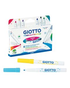 Carioca cu sclipici, 6 culori/cutie,  GIOTTO Turbo Glitter Maxi