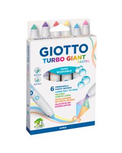 Carioca super lavabila, varf 7.5mm,  6 culori pastel/cutie, GIOTTO Turbo Giant Pastel