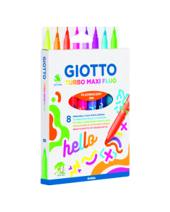 Carioca super lavabila, varf 5mm, 8 culori fluorescente/cutie, GIOTTO Turbo Maxi Neon