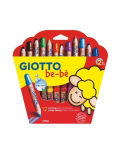 Creioane colorate jumbo + ascutitoare, 12 culori/cutie, GIOTTO be-be
