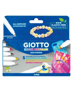 Markere cu vopsea, 5 culori metalizate/set, GIOTTO Decor Matallic