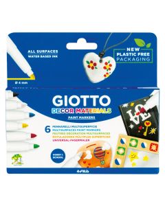 Markere cu vopsea,  6 culori/set, GIOTTO Decor Materials