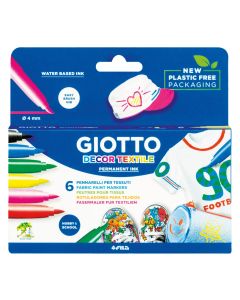 Carioca permanenta pentru textile,  6 culori/cutie, GIOTTO Decor Textile