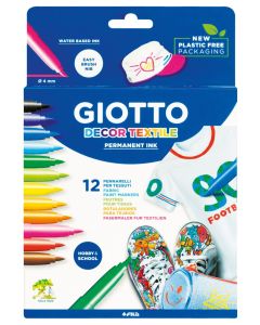 Carioca permanenta pentru textile, 12 culori/cutie, GIOTTO Decor Textile