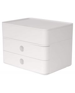 Suport cu 2 sertare + cutie ustensile HAN Allison Smart Box Plus - alb snow