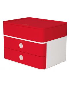 Suport cu 2 sertare + cutie ustensile HAN Allison Smart Box Plus - rosu cherry