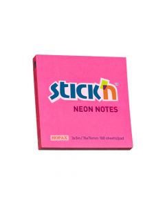 Notes autoadeziv 76 x  76 mm, 100 file, Stick"n - roz neon