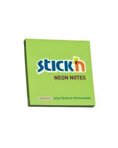 Notes autoadeziv 76 x 76 mm, 100 file, Stick"n - verde neon