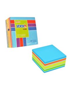 Cub notes autoadeziv 76 x 76 mm, 400 file, Stick"n - neon/pastel asortate