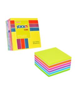 Cub notes autoadeziv 76 x 76 mm, 400 file, Stick"n - neon/pastel asortate