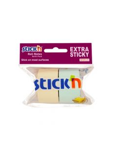 Rezerva notes autoadeziv in rola, pentru dispenser, 25 mm x 10 m, 2 buc/set, Stick"n-2 culori pastel