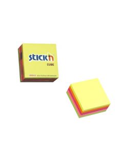 Cub notes autoadeziv 51 x 51 mm, 250 file, Stick"n - 5 culori neon