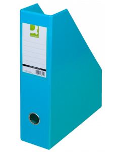 Suport reviste, carton plastifiat PVC, latime 76mm, Q-Connect - bleu