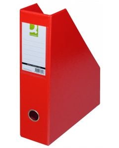 Suport reviste, carton plastifiat PVC, latime 76mm, Q-Connect - rosu