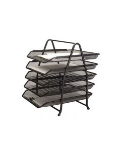 Set 5 tavite metalice Mesh, suprapozabile, Q-Connect - negru