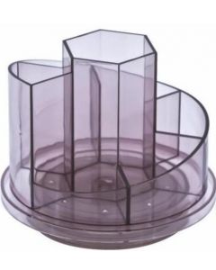 Suport plastic pentru accesorii de birou, rotativ, 7 compartimente, KEJEA - fumuriu