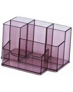 Suport plastic pentru accesorii de birou, 6 compartimente, 105 x 85mm, KEJEA - fumuriu