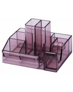 Suport plastic pentru accesorii de birou, 8 compartimente, 148 x 87mm, KEJEA - fumuriu