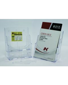 Display plastic pentru brosuri, de birou/perete, 2 x A4-portrait, KEJEA - transparent