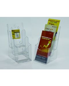 Display plastic pentru brosuri, de birou/perete, 3 x 1/3A4, KEJEA - transparent