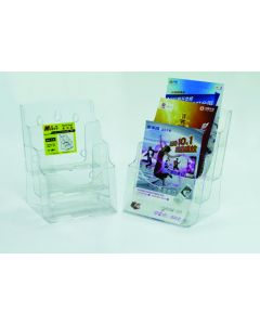 Display plastic pentru brosuri, de birou/perete, 3 x A5, KEJEA - transparent