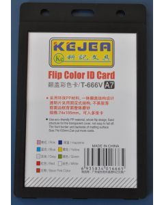 Suport PP tip flip, pentru carduri,  74 x 105mm, orizontal, 5 buc/set, KEJEA - negru