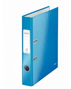 Biblioraft LEITZ 180 WOW, carton laminat, A4, 52 mm, albastru