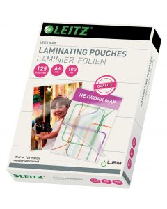 Folie laminare LEITZ, la cald, A6, 125 mic, 100 buc/set