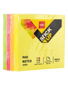 NOTES ADEZIV 76*76MM 4 CULORI NEON 400 FILE DELI