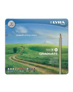 Creioane colorate LYRA Graduate Graphite, 24 culori/cutie metalica