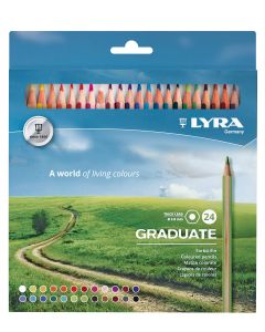 Creioane colorate LYRA Graduate Graphite, 24 culori/cutie