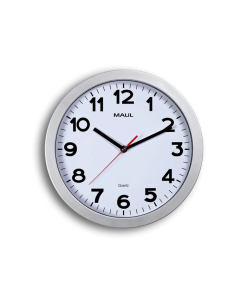 Ceas de perete, D-30 cm, cifre arabe, cadran alb, MAUL Step - rama plastic argintie