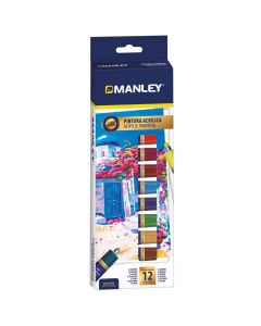 Set tempera acrilica Manley, 12 ml- 12 culori/set