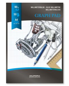 Hartie milimetrica A4, 50 file - 90g/mp, AURORA Raphael - fond albastru