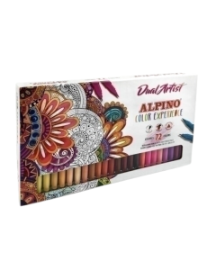 Carioca cu 2 capete, varf 0.7mm/tip pensula, 72 culori pastel/set,  ALPINO Color Experience
