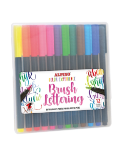 Carioca pentru caligrafie, varf tip pensula, 12 culori/set, ALPINO Color Experience