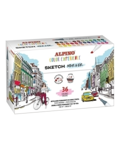 Set markere cu doua capete, varf rotund/tesit, ALPINO Color Experience