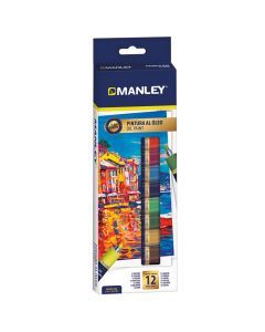 Set acuarele pe baza de ulei Manley, 12 culori asortate, 12 ml/tub