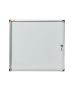 Avizier NOBO Premium Plus, interior, otel emailat, 6x A4, extra plat, cu usa si cheie, magnetic, alb