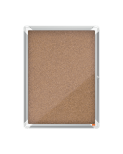 Avizier NOBO Premium Plus, interior, pluta, 4x A4, cu usa si cheie, natur