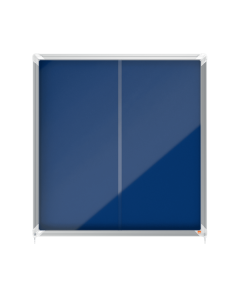 Avizier NOBO Premium Plus, interior, material textil, 12x A4, geam glisant si cheie, albastru