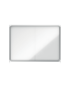 Avizier NOBO Premium Plus, interior, otel emailat, 18x A4, geam glisant si cheie, magnetic, alb