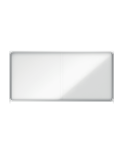 Avizier NOBO Premium Plus, interior, otel emailat, 27x A4, geam glisant si cheie, magnetic, alb