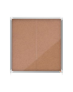 Avizier NOBO Premium Plus, interior, pluta, 12X A4, geam glisant si cheie, natur