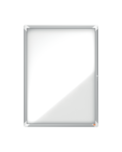 Avizier NOBO Premium Plus, exterior, otel emailat, 9x A4, cu usa si cheie, magnetic, alb