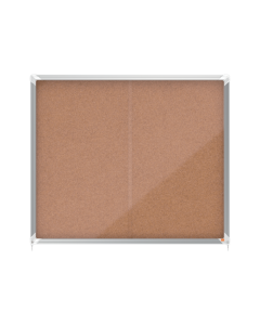 Avizier NOBO Premium Plus, interior, pluta, 15X A4, geam glisant si cheie, natur